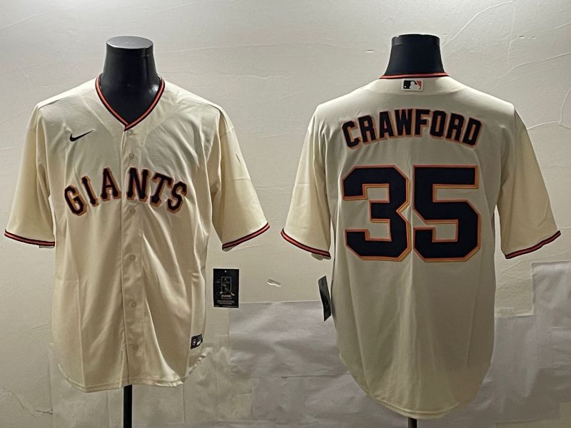 Men San Francisco Giants 35 Crawford Cream Game 2025 Nike MLB Jersey style 1